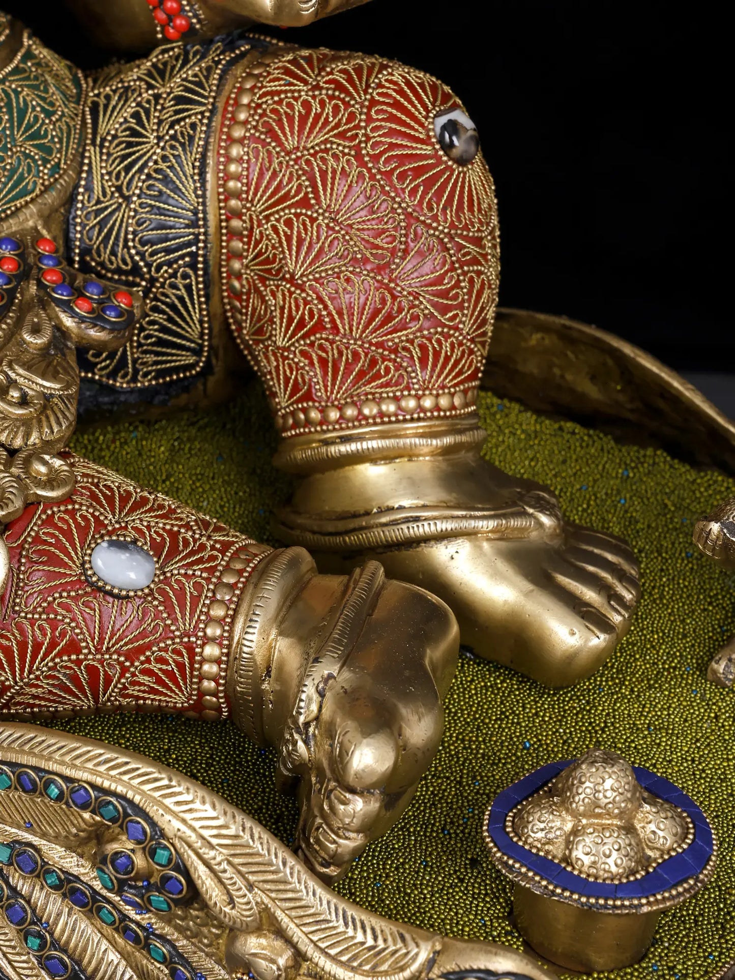 Brassaura™ Brass Ganesha Statue with Inlay Work | Height 16 Inches & Weight 35.60 kgs
