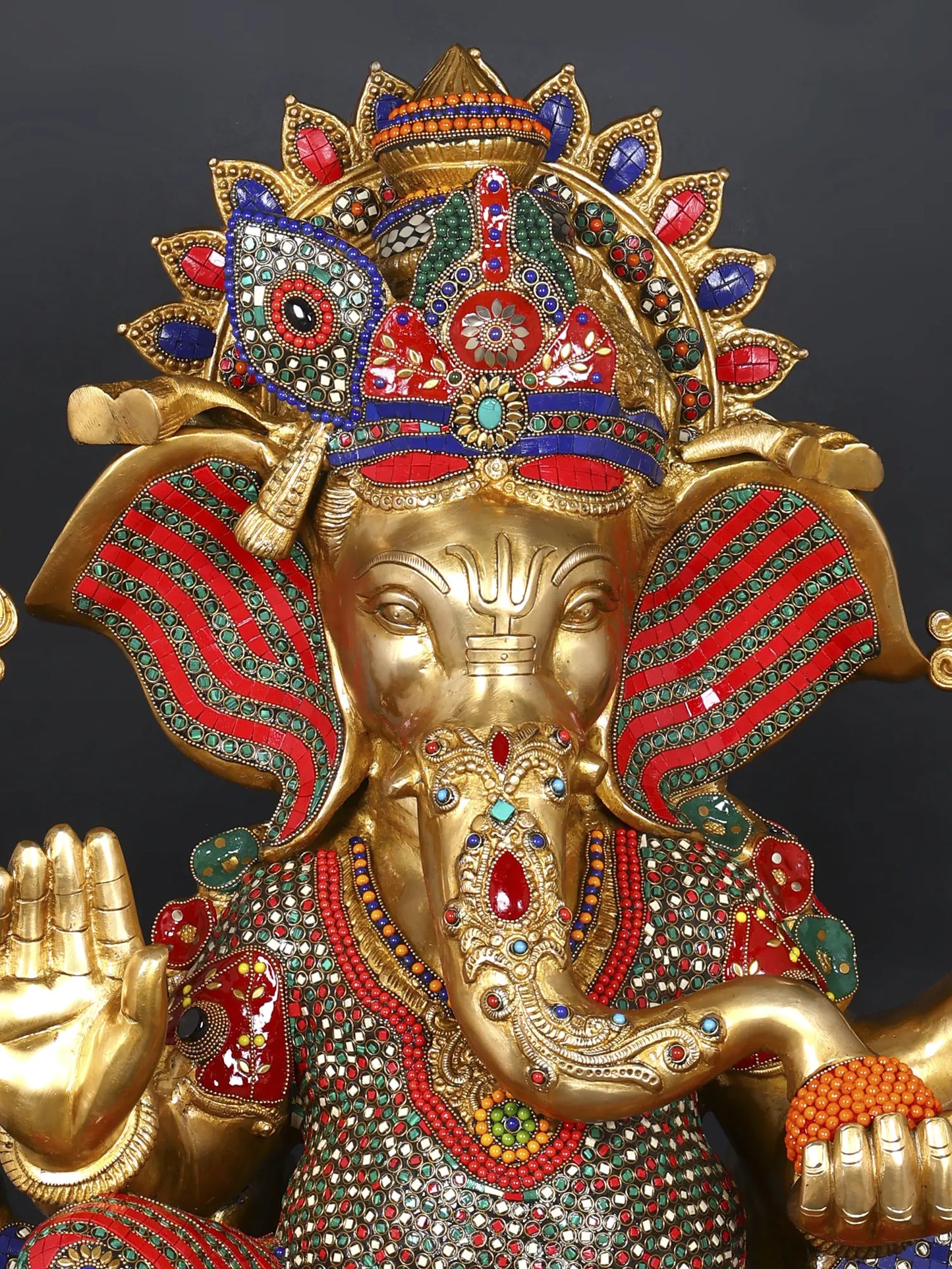 Brassaura™ Brass Ganesha Statue | Height 32 Inches & Weight 69.50 kgs