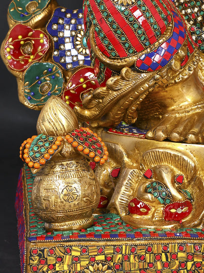 Brassaura™ Brass Ganesha Statue | Height 32 Inches & Weight 69.50 kgs