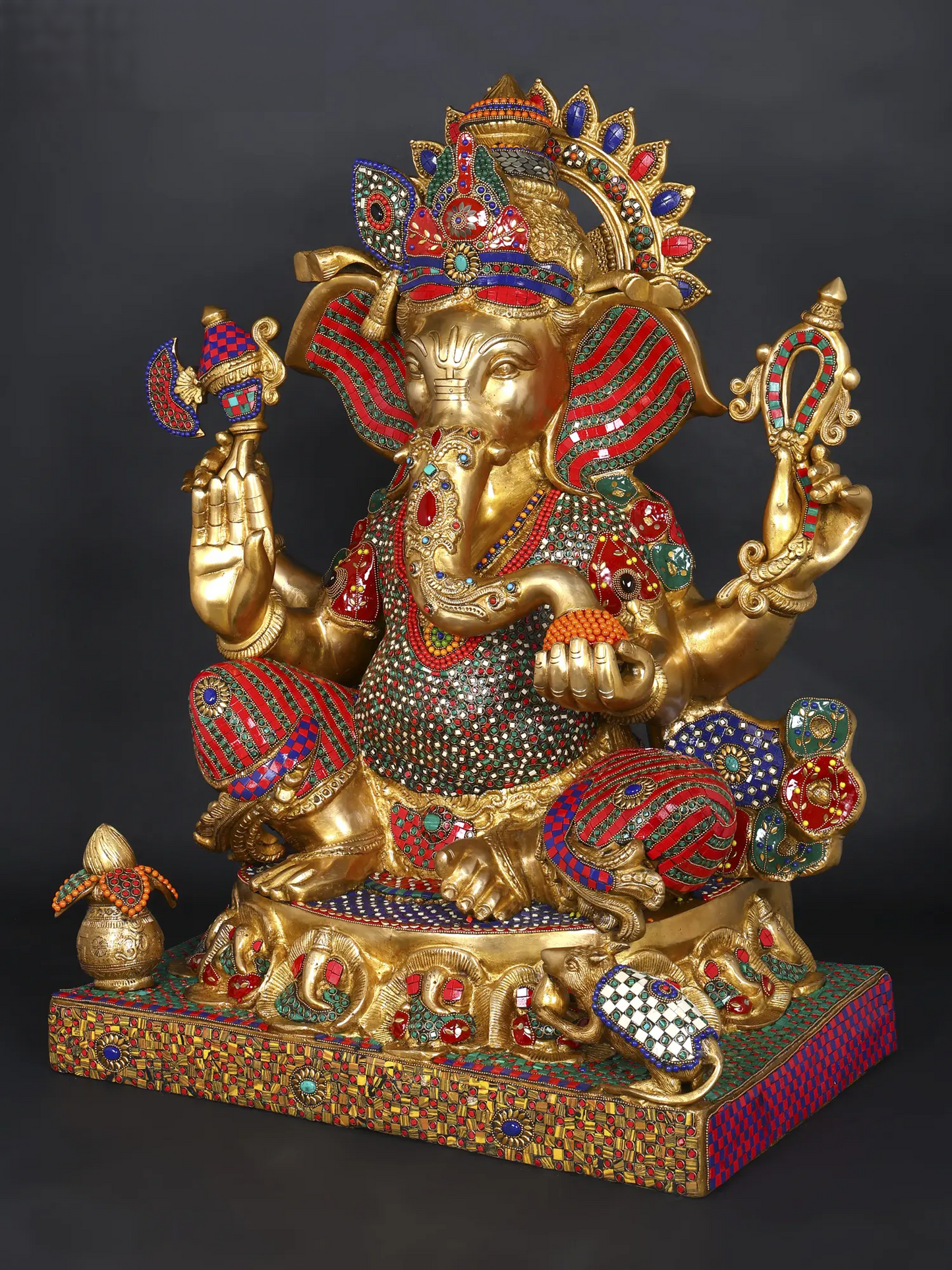 Brassaura™ Brass Ganesha Statue | Height 32 Inches & Weight 69.50 kgs