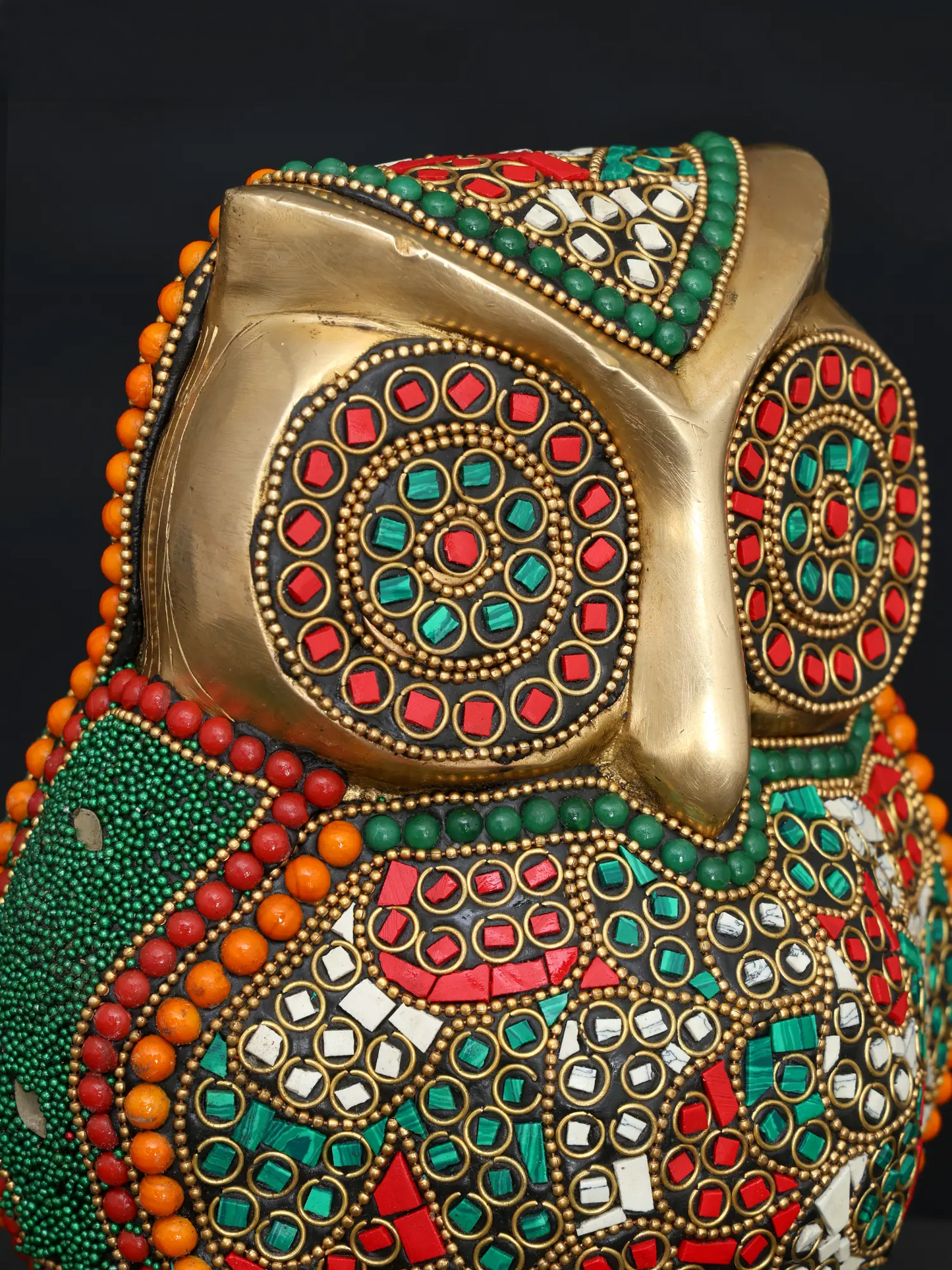 Brassaura® Decorative Brass Owl with Inlay Work | Height 7 Inches Weight: 3.32 kgs