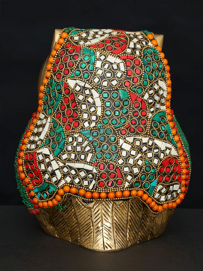 Brassaura® Decorative Brass Owl with Inlay Work | Height 7 Inches Weight: 3.32 kgs