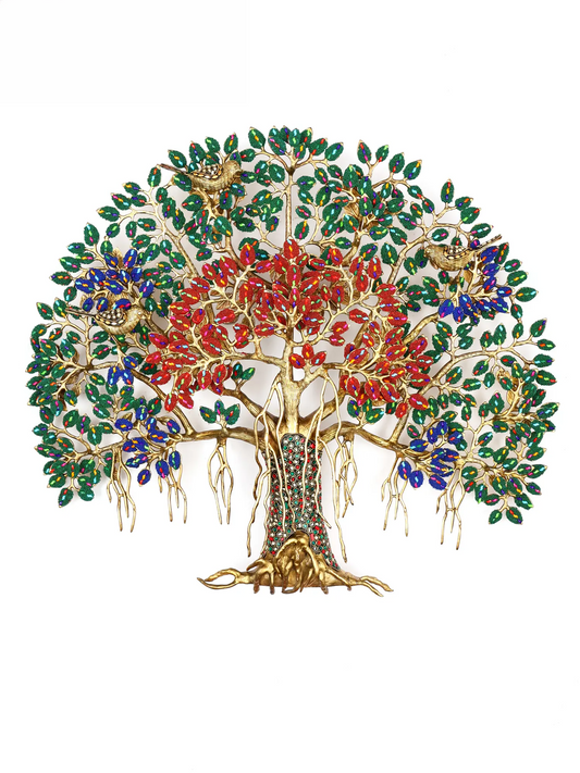 Brassaura® Brass Tree of Life Kalpvriksha Statue with Inlay Work | Height 24.41 Inches & Weight 9.50 kg