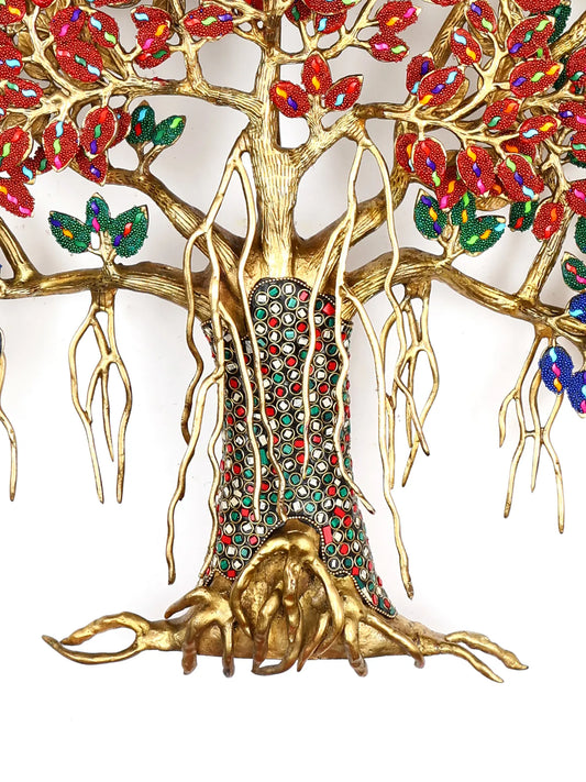 Brassaura® Brass Tree of Life Kalpvriksha Statue with Inlay Work | Height 24.41 Inches & Weight 9.50 kg