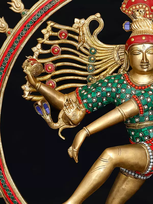 Brassaura® Brass Nataraj Statue with Inlay Work | Height 31 Inches & Weight 27.27 kg