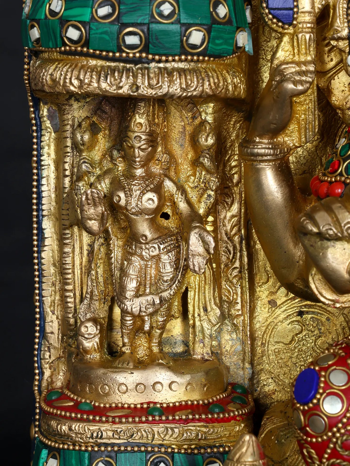Brassaura™ Brass Ganesha Statue with Inlay Work | Height 18 Inches & Weight 19.29 kgs