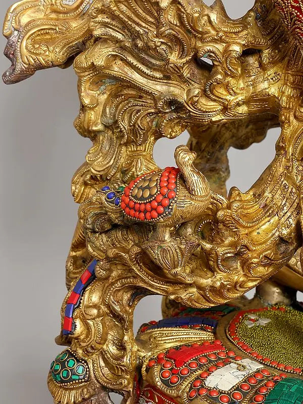 Brassaura® Grand Brass Krishna Statue with Inlay Work | Height 110.5 cm | 80.98 kg