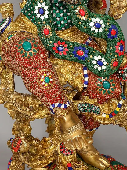 Brassaura® Grand Brass Krishna Statue with Inlay Work | Height 110.5 cm | 80.98 kg