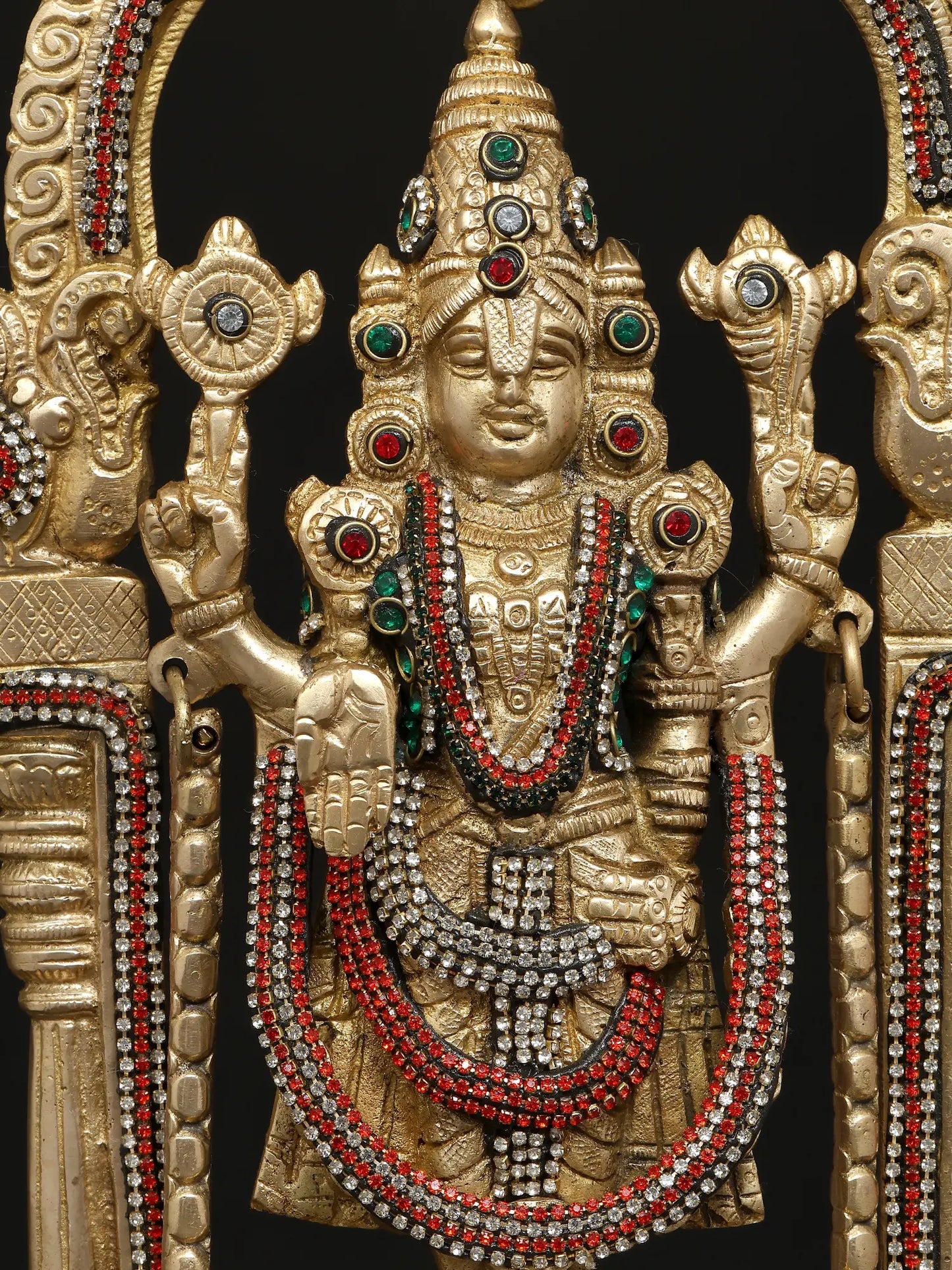 Brassaura® Lord Balaji Brass Statue with Meenakari Work | Height 14 Inches & Weight 5.19 kgs