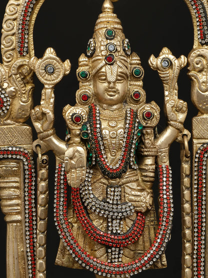 Brassaura® Lord Balaji Brass Statue with Meenakari Work | Height 14 Inches & Weight 5.19 kgs