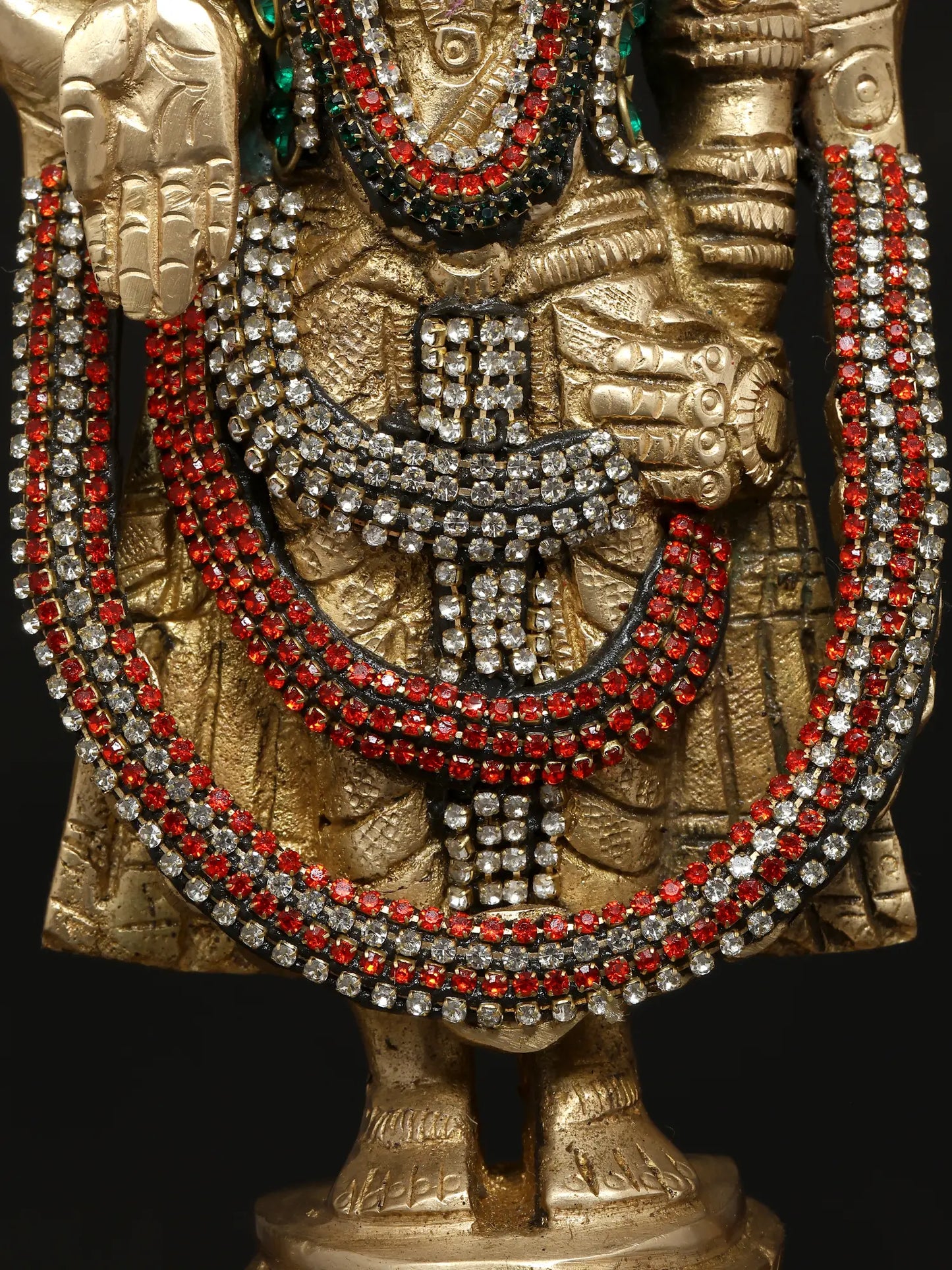 Brassaura® Lord Balaji Brass Statue with Meenakari Work | Height 14 Inches & Weight 5.19 kgs