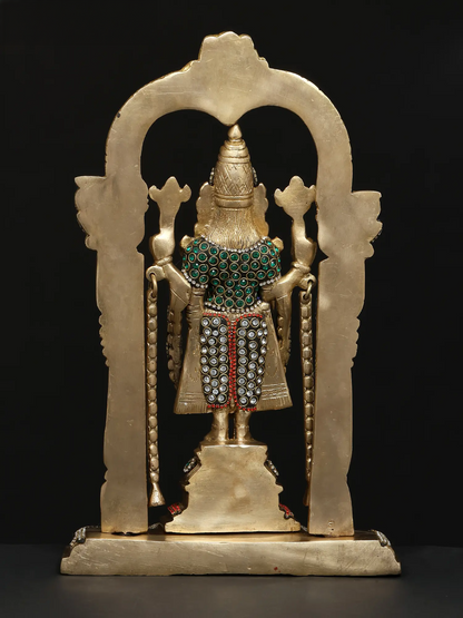 Brassaura® Lord Balaji Brass Statue with Meenakari Work | Height 14 Inches & Weight 5.19 kgs