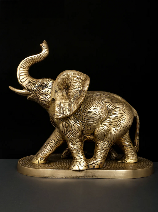 ब्रासुरा® हाथी अपने बच्चे के साथ | प्राकृतिक पीतल फ़िनिश | ऊँचाई 11.4 इंच और वज़न 8.17 किलोग्राम