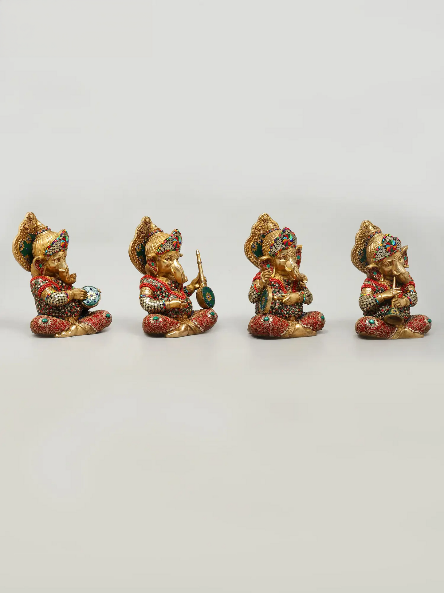 Brassaura™ Brass Ganesha Statue with Inlay Work | Height 12 Inches & Weight 32.13 kgs
