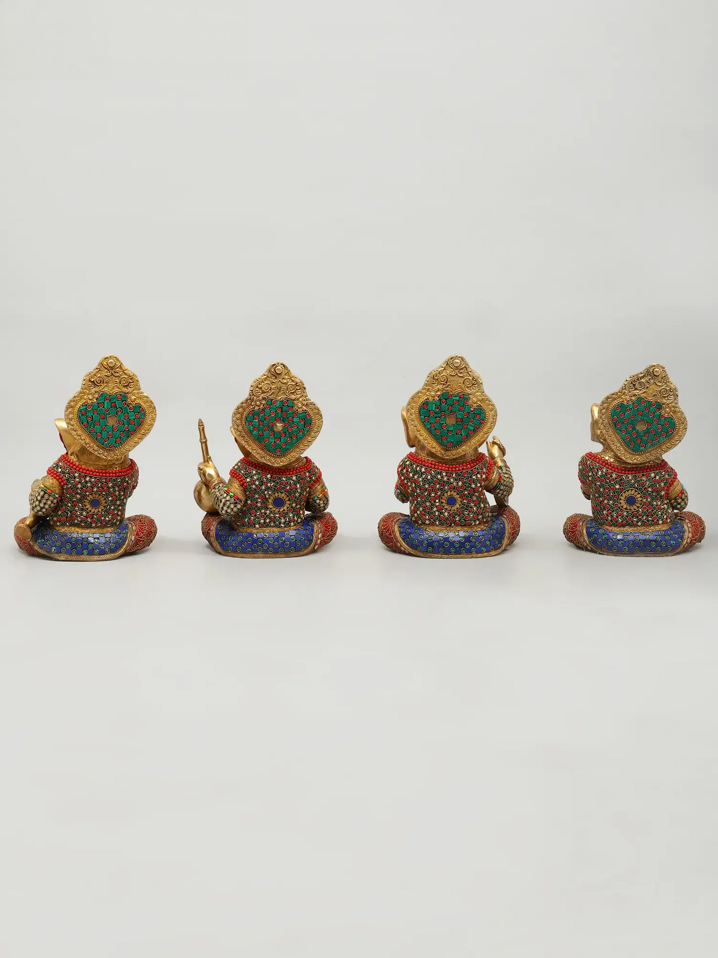 Brassaura™ Brass Ganesha Statue with Inlay Work | Height 12 Inches & Weight 32.13 kgs
