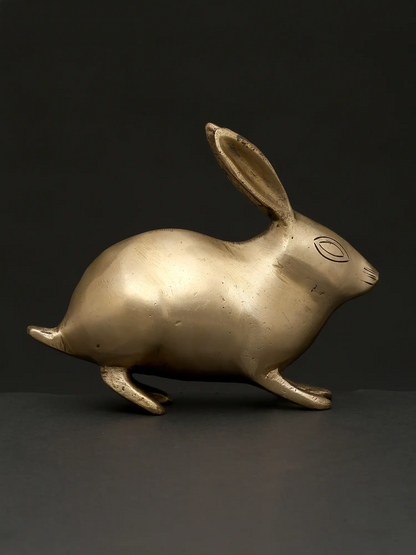 Brassaura® Brass Rabbit Figurine | Minimal Handcrafted Decor Accent | Height 4.9 Inches & Weight 0.96 kgs