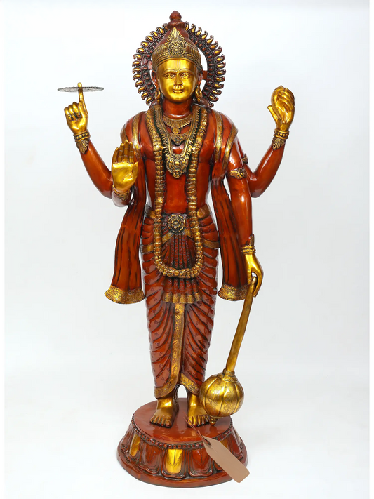 Brassaura® Large Lord Vishnu Brass Statue | Height 72 Inches & Weight 168.80 kgs