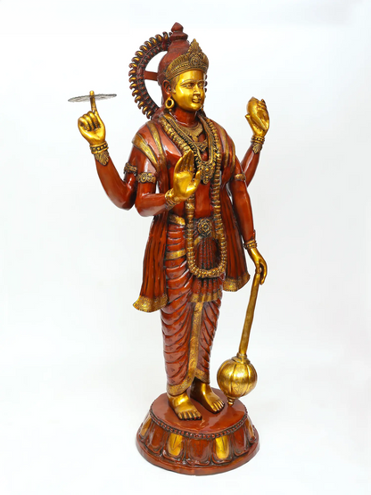 Brassaura® Large Lord Vishnu Brass Statue | Height 72 Inches & Weight 168.80 kgs