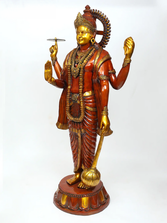 Brassaura® Large Lord Vishnu Brass Statue | Height 72 Inches & Weight 168.80 kgs