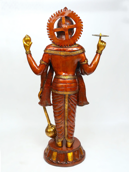 Brassaura® Large Lord Vishnu Brass Statue | Height 72 Inches & Weight 168.80 kgs