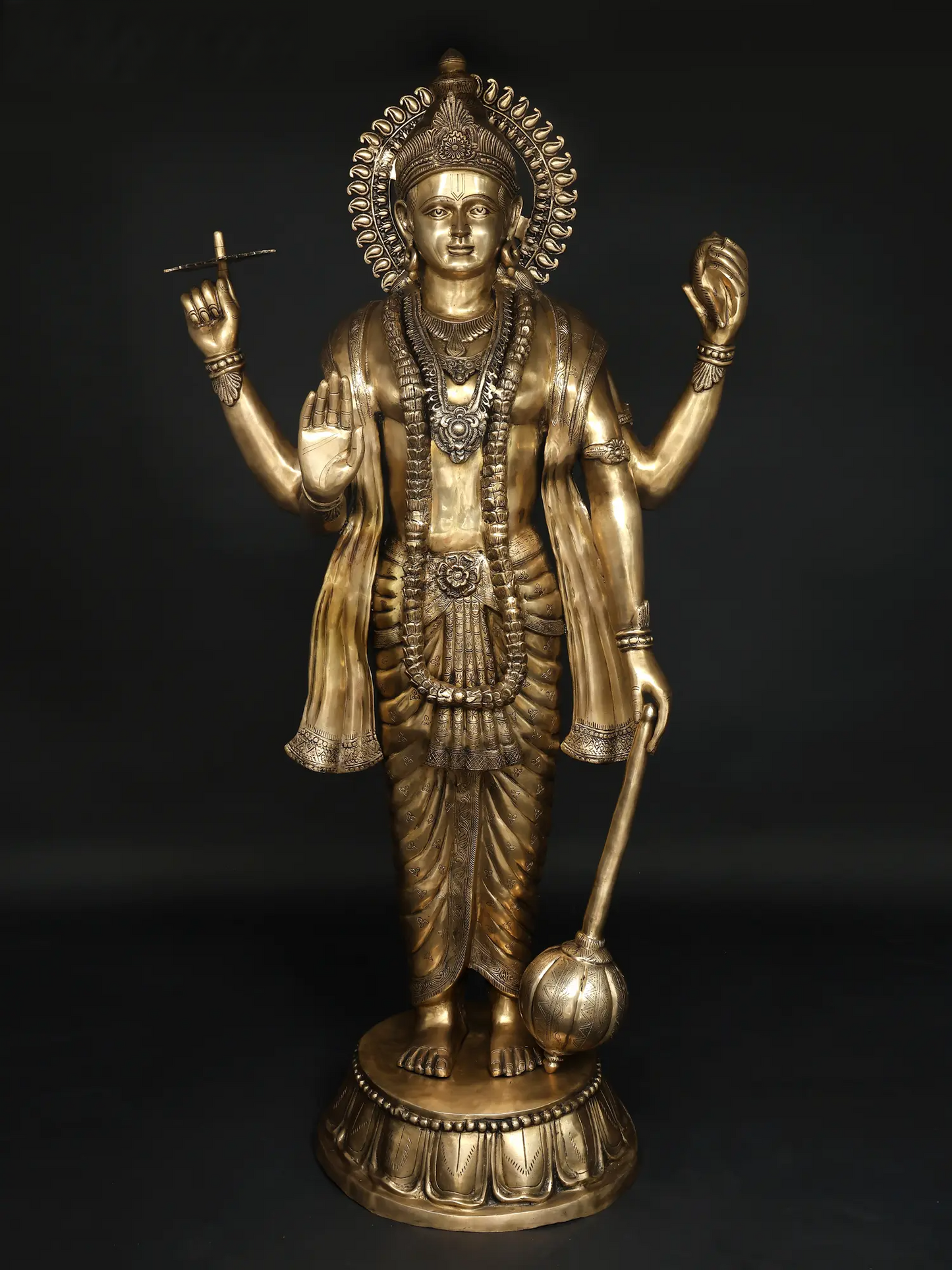 Brassaura® Large Lord Vishnu Brass Statue | Height 72 Inches & Weight 168.80 kgs