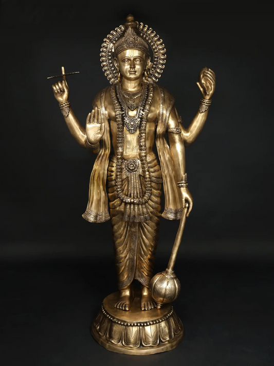 Brassaura® Large Lord Vishnu Brass Statue | Height 72 Inches & Weight 168.80 kgs