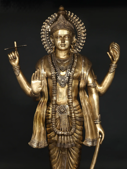Brassaura® Large Lord Vishnu Brass Statue | Height 72 Inches & Weight 168.80 kgs
