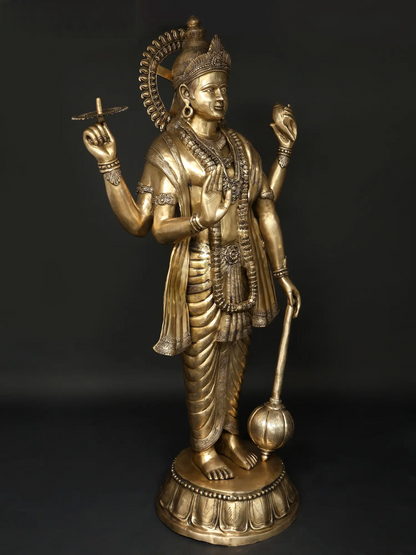 Brassaura® Large Lord Vishnu Brass Statue | Height 72 Inches & Weight 168.80 kgs