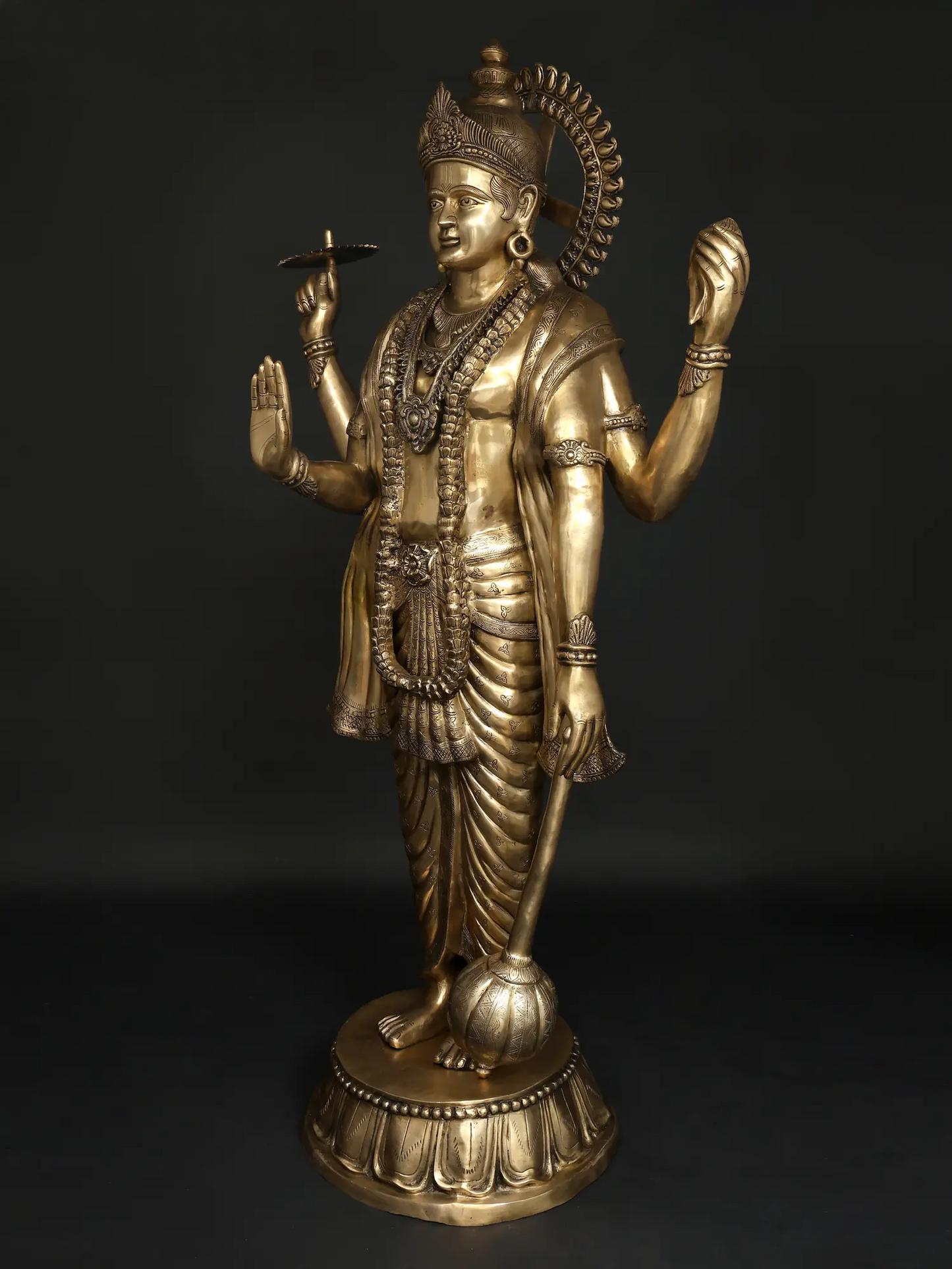 Brassaura® Large Lord Vishnu Brass Statue | Height 72 Inches & Weight 168.80 kgs