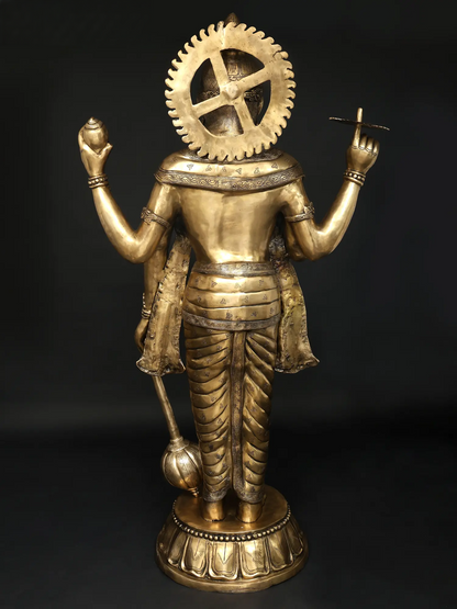 Brassaura® Large Lord Vishnu Brass Statue | Height 72 Inches & Weight 168.80 kgs