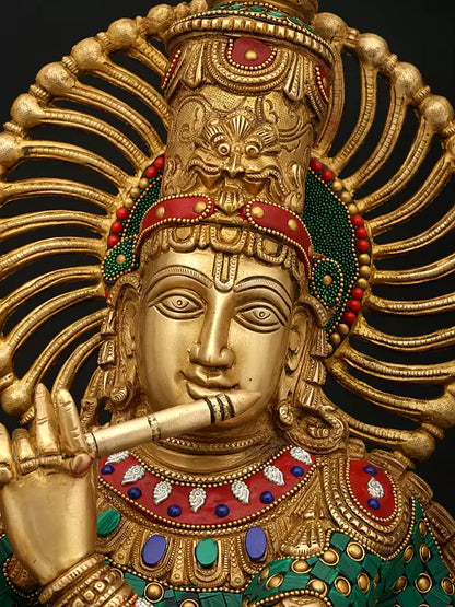 Brassaura® Brass Krishna Statue | Height 30.9 Inches & Weight 26.29 kg