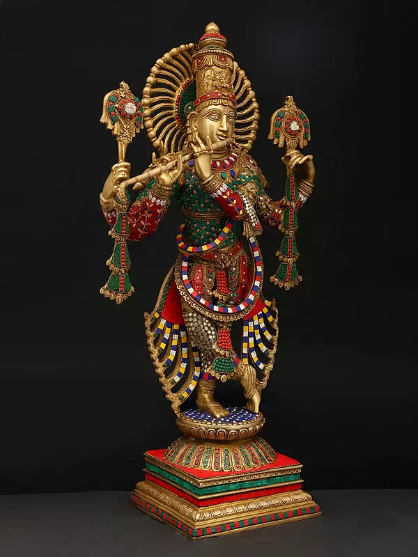 Brassaura® Brass Krishna Statue | Height 30.9 Inches & Weight 26.29 kg