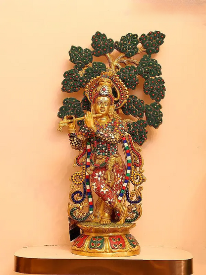 Brassaura® Brass Krishna Statue | Height 24 Inches & Weight 13.79 kg