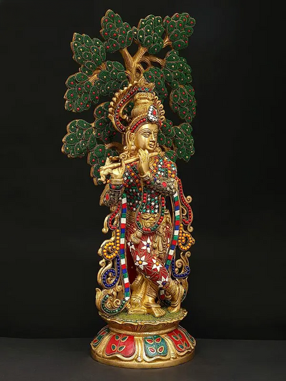 Brassaura® Brass Krishna Statue | Height 24 Inches & Weight 13.79 kg