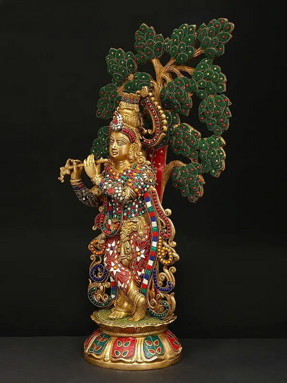 Brassaura® Brass Krishna Statue | Height 24 Inches & Weight 13.79 kg