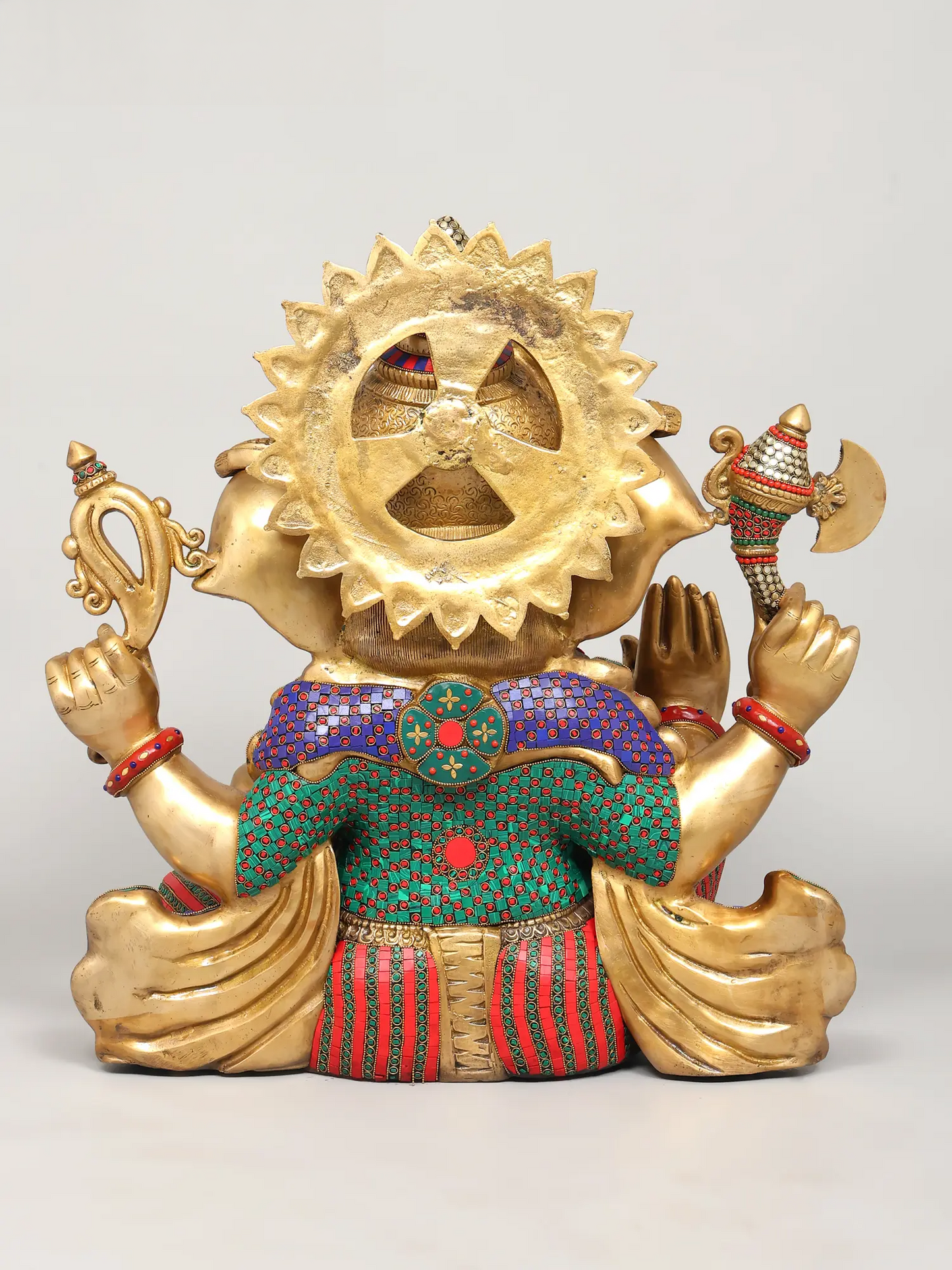 Brassaura™ Brass Ganesha Statue with Inlay Work | Height 26 Inches & Weight 53.98 kgs