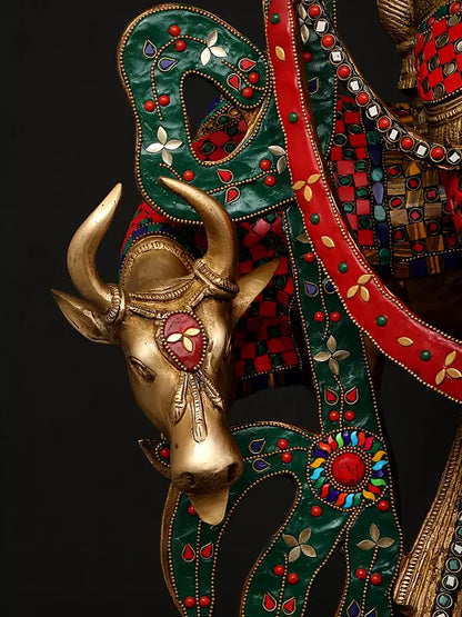 Brassaura® Brass Cow Krishna Statue | Height 34.5 Inches & Weight 40.66 kg