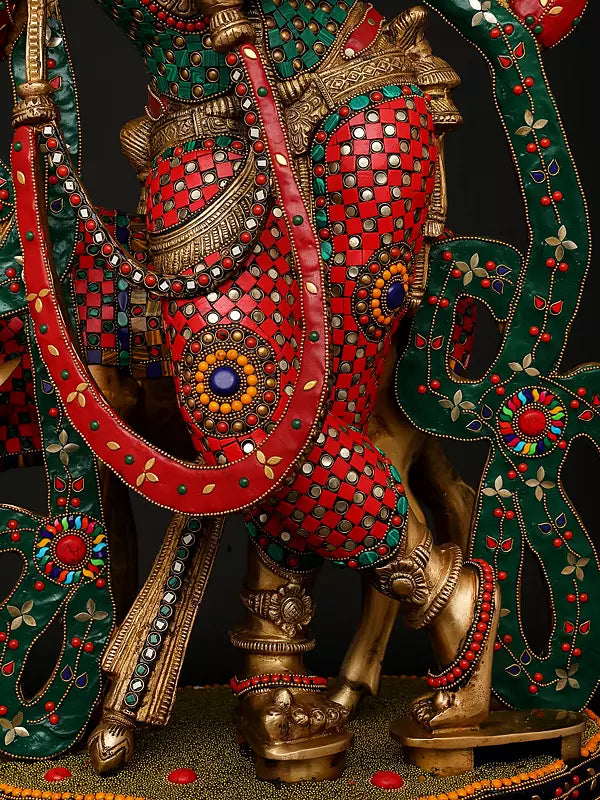 Brassaura® Brass Cow Krishna Statue | Height 34.5 Inches & Weight 40.66 kg