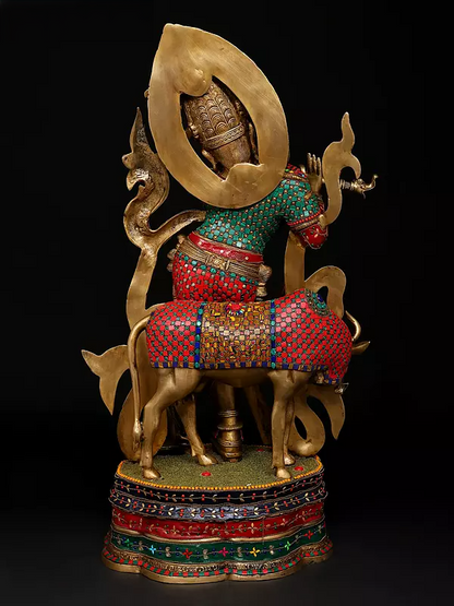 Brassaura® Brass Cow Krishna Statue | Height 34.5 Inches & Weight 40.66 kg