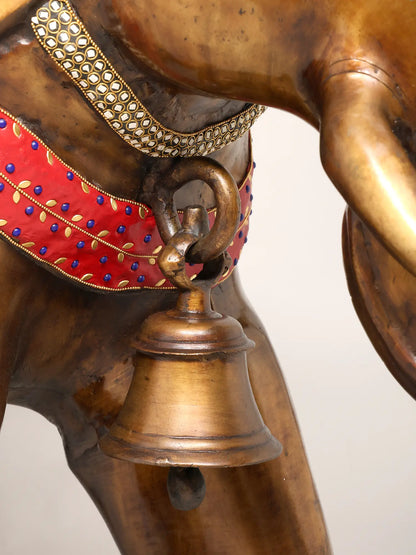 ब्रासाउरा® मीनाकारी जड़ाऊ काम के साथ रॉयल ब्रास हाथी | ऊंचाई 30.5 इंच और वज़न 87.85 किलोग्राम