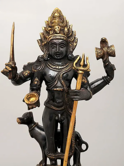 Brassaura® Brass Lord Shiva as Bhairava Statue | Height 17 Inches
