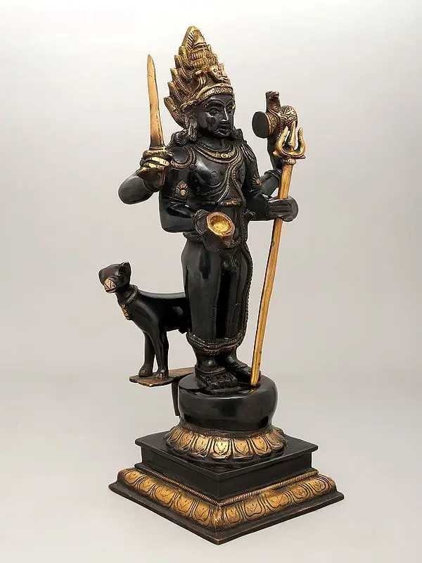 Brassaura® Brass Lord Shiva as Bhairava Statue | Height 17 Inches