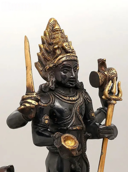 Brassaura® Brass Lord Shiva as Bhairava Statue | Height 17 Inches