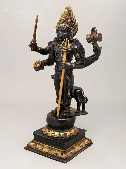 Brassaura® Brass Lord Shiva as Bhairava Statue | Height 17 Inches