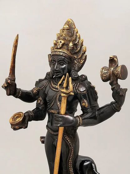 Brassaura® Brass Lord Shiva as Bhairava Statue | Height 17 Inches