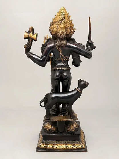 Brassaura® Brass Lord Shiva as Bhairava Statue | Height 17 Inches