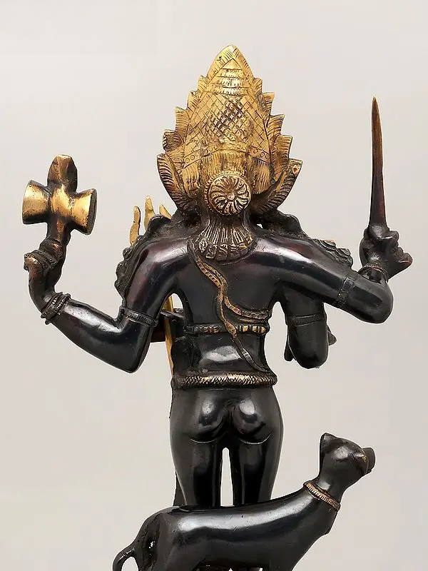 Brassaura® Brass Lord Shiva as Bhairava Statue | Height 17 Inches