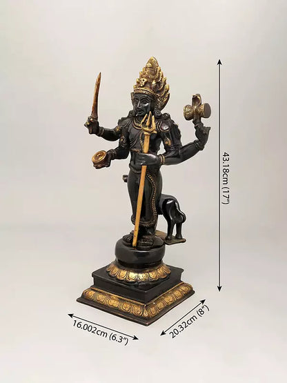 Brassaura® Brass Lord Shiva as Bhairava Statue | Height 17 Inches