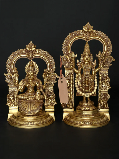 Brassaura® Brass Lakshmi & Vishnu Statue | Height 22 Inches & Weight 27.63 kg