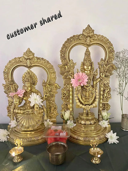 Brassaura® Brass Lakshmi & Vishnu Statue | Height 22 Inches & Weight 27.63 kg